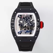 RICHARD MILLE RM055 NTPT/Ti ZF 1:1 Best Edition White Bezel Red Crown on Black Rubber Strap RMUL2 Super Clone