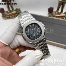 Patek Philippe Nautilus 5712 SS PPF 1:1 Best Edition Tiffany Logo Blue Dial on SS Bracelet A240 Super Clone V3