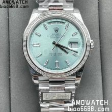 Rolex DayDate m228396tbr 40mm QF 1:1 Best Edition Ice Blue Diamond Dial Diamond V5(Tungsten Heavy Version)