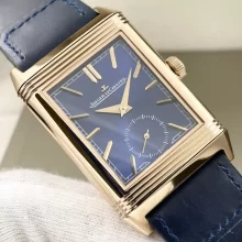 JL Master Reverso Tribute Small Seconds 398258J RG  MGF 1:1 Best Version Blue Dial on Blue Leather Strap A854A