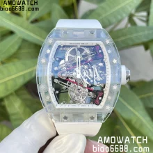 RICHARD MILLE RM38-02 RM3802 Transparent Tourbillon RMF Best Edition Skeleton Dial on White Rubber Strap