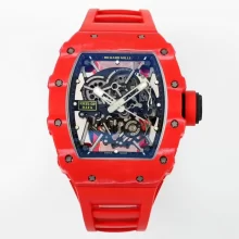 RICHARD MILLE RM035-02 Red NTPT ZF 1:1 Best Edition Skeleton Dial on Red Rubber Strap RMAL1 Super Clone V6