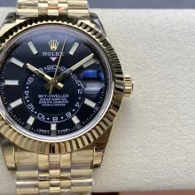 Rolex Sky-Dweller YG 336938 Noob Factory Best Edition Black Dial on YG Jubilee Bracelet