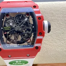 RICHARD MILLE RM035-02 Red NTPT R7 Factory 1:1 Best Edition Skeleton Dial on White Rubber Strap RMAL1 Super Clone V6