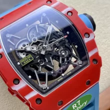 RICHARD MILLE RM035-02 Red NTPT R7 Factory 1:1 Best Edition Skeleton Dial on Blue Rubber Strap RMAL1 Super Clone V6