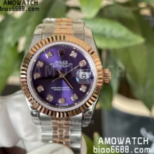 Rolex Datejust 28mm 279171 Ladies RG/SS GS Factory 1:1 Best Edition Violet Dial Diamond Markers