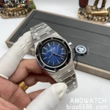 AP Royal Oak 39mm 15202IP Titanium ZF 1:1 Best Edition Blue Textured Dial on SS Bracelet A2121 V2