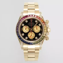 Rolex Daytona 116598RBOW Rainbow ZF 1:1 Best Edition Black Diamonds Dial on YG Bracelet SH4130