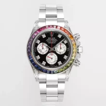 Rolex Daytona 116599RBOW Rainbow ZF 1:1 Best Edition Black Diamonds Dial on SS Bracelet SH4130