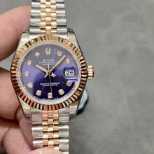 Rolex Datejust 28mm 279171 Ladies RG/SS GS Factory 1:1 Best Edition Violet Dial Diamond Markers