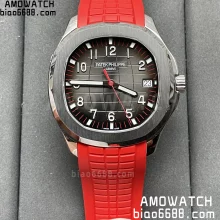 Patek Philippe Aquanaut Singapore Limited Edition 5167 SS 3KF 1:1 Best Edition Gray Dial on Red Rubber Strap A324 Super Clone V3