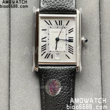 Cartier TANK MUST 31mm WSTA0040 AF Factory 1:1 Best Edition White Dial on Black Leather Strap A2892