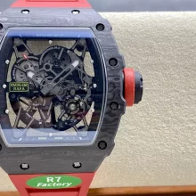 RICHARD MILLE RM035-02 NTPT R7 Factory 1:1 Best Edition Skeleton Dial on Red Rubber Strap RMAL1 Super Clone