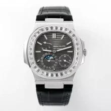 Patek Philippe Nautilus 5712 SS PPF 1:1 Best Edition Gray Dial Diamonds Bezel  A240 Super Clone V3