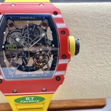 RICHARD MILLE RM035-02 Red NTPT R7 Factory 1:1 Best Edition Skeleton Dial on Yellow Rubber Strap RMAL1 Super Clone V6