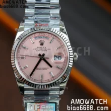 Rolex DayDate 128236 36mm QF 1:1 Best Edition Pink Diamond Dial  (Gain Weight)