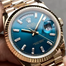 Rolex DayDate RG 128235-0075 36mm QF 1:1 Best Edition Blue Diamond Dial (Gain Weight)