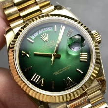 Rolex DayDate YG 128238 36mm QF 1:1 Best Edition Green/Black Roman Dial (Gain Weight)