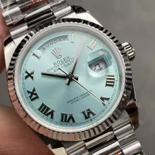 Rolex DayDate 128236 36mm QF 1:1 Best Edition Ice Blue Roman Dial  (Gain Weight)