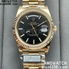 Rolex DayDate 22823840 YG QF1:1 Best Edition Black Dial on President Bracelet A2836 V5(Tungsten Heavy Versio)