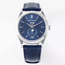 PP Annual Calendar Moonphase 5396G SS PPF 1:1 Best Edition Blue Dail on Black Leather Strap A324