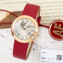 Cartier Ballon Blanc 30mm RG WGBL0005 AF 1:1 Best Edition Silver Dial on Red Fabric Strap