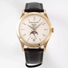 PP Annual Calendar Moonphase 5396R RG PPF 1:1 Best Edition White Stick Dial on Brown Leather Strap  A324