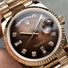 Rolex DayDate RG 128235-0037 36mm QF 1:1 Best Edition Brown Diamond Dial (Gain Weight)