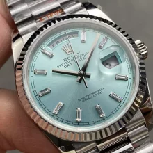 Rolex DayDate 128236 36mm QF 1:1 Best Edition Ice Blue Diamond Dial  (Gain Weight)