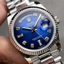 Rolex DayDate 128236 36mm QF 1:1 Best Edition Gradient Blue diamond Dial (Gain Weight)