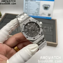 AP Royal Oak 37mm 15451ST APS Factory Gray Dail on Moissanite Bezel