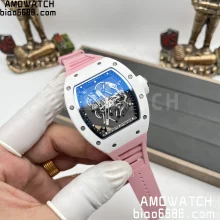 Richard Mille RM055 White Ceramic ZF 1:1 Best Edition on Pink Rubber Strap