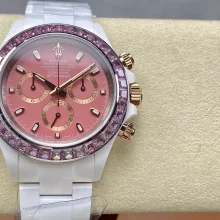 Rolex Daytona IPK Factory AET White Ceramic Case and Bracelet Pink Dial Pink Bezel SH4131