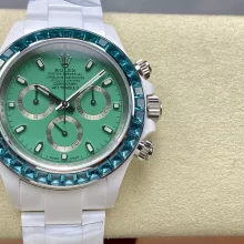 Rolex Daytona IPK Factory AET White Ceramic Case and Bracelet Green Dial Blue Bezel SH4131