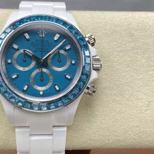 Rolex Daytona IPK Factory AET White Ceramic Case and Bracelet Blue Dial Blue Bezel SH4131