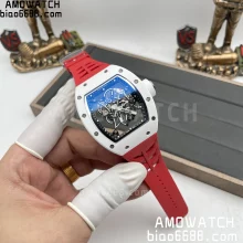 Richard Mille RM055 White Ceramic ZF 1:1 Best Edition on Red Shark Fin Strap