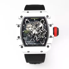 RICHARD MILLE RM035 RM35-01 White Carbon BBR Best Edition Skeleton Dial on Black Nylon Strap Clone RMUL3