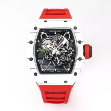 RICHARD MILLE RM035 RM35-01 White Carbon BBR Best Edition Skeleton Dial on Red Rubber Strap Clone RMUL3