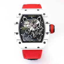 RICHARD MILLE RM035 RM35-01 White Carbon BBR Best Edition Skeleton Dial on Red Nylon Strap Clone RMUL3