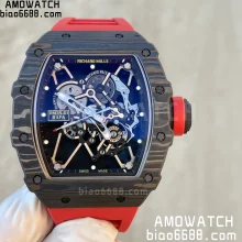 RICHARD MILLE RM035 RM35-01 Black Carbon BBR Best Edition Skeleton Dial on Red Rubber Strap Clone RMUL3