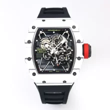 RICHARD MILLE RM035 RM35-01 White Carbon BBR Best Edition Skeleton Dial on Black Rubber Strap Clone RMUL3