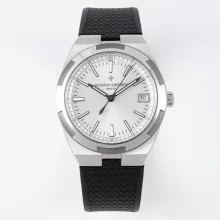 VC Overseas 4500V SS ZF 1:1 Best Edition Silver Dial on Black Rubber Strap A5100