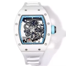 Richard Mille RM055 White Ceramic RMF 1:1 Best Edition on White Rubber Strap