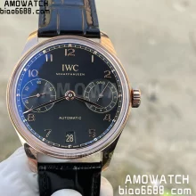 IWC Portugieser Automatic 42mm RG APSF 1:1 Best Edition Black Dial on Black Leather Strap A52010