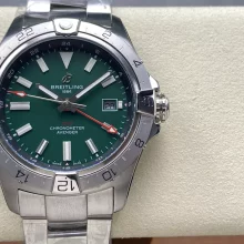 Breitling Avenger Automatic GMT 44 BLS Factory 1:1 Best Edition Green Dial SS Bracelet