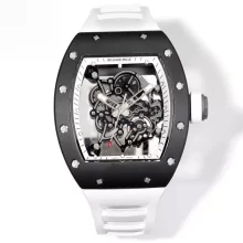 Richard Mille RM055 Black Ceramic RMF 1:1 Best Edition on White Rubber Strap RMUL2 Super Clone