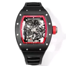 Richard Mille RM055 Black Ceramic RMF 1:1 Best Edition on Black Rubber Strap RMUL2 Super Clone