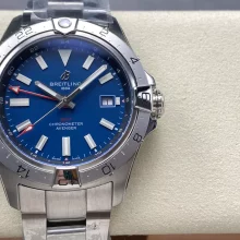 Breitling Avenger Automatic GMT 44 BLS Factory 1:1 Best Edition Blue Dial SS Bracelet