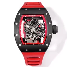 Richard Mille RM055 Black Ceramic RMF 1:1 Best Edition on Red Rubber Strap RMUL2 Super Clone