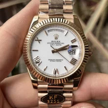 Rolex Day Date 40 YG 228238 KF 1:1 Best Edition White Roman Dial on President Bracelet (Gain Weight)